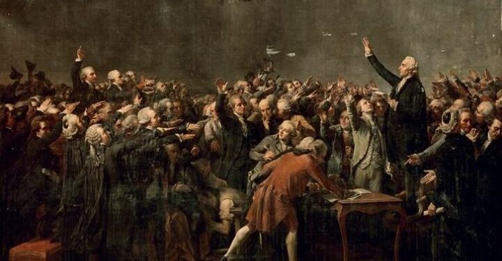الفعل التأسيسي للديمقراطية الفرنسية في 20 يونيو 1789 حينما أقسم النواب على عدم رفع الجلسة قبل اعتماد دستور فرنسا