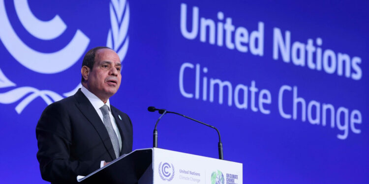الرئيس عبد الفتاح السيسي خلال مشاركته في قمة المناخ COP 26 العام الماضي