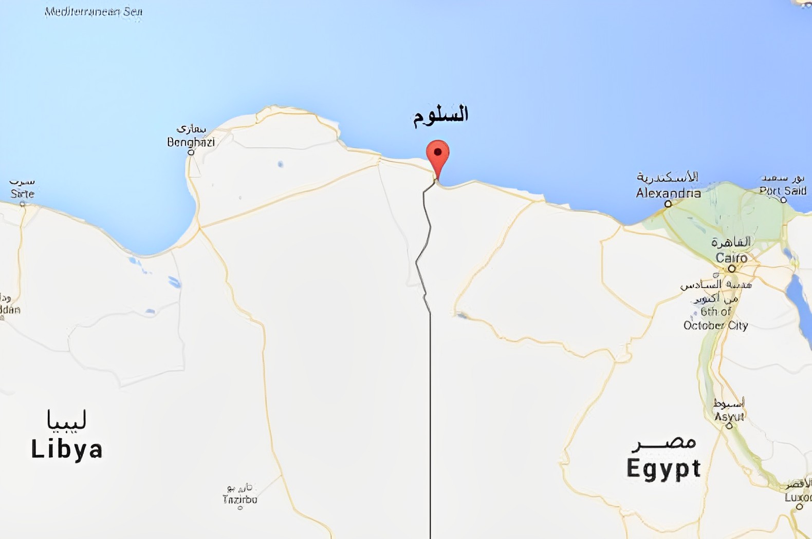 خريطة مصر وليبيا