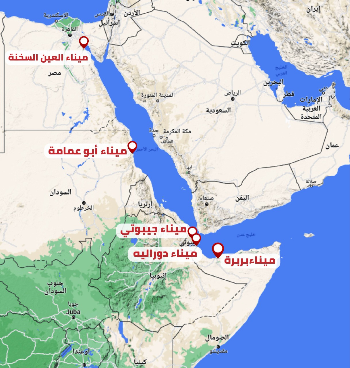 المواني التي تسيطر عليها الإمارات في البحر الأحمر (مصر 360)