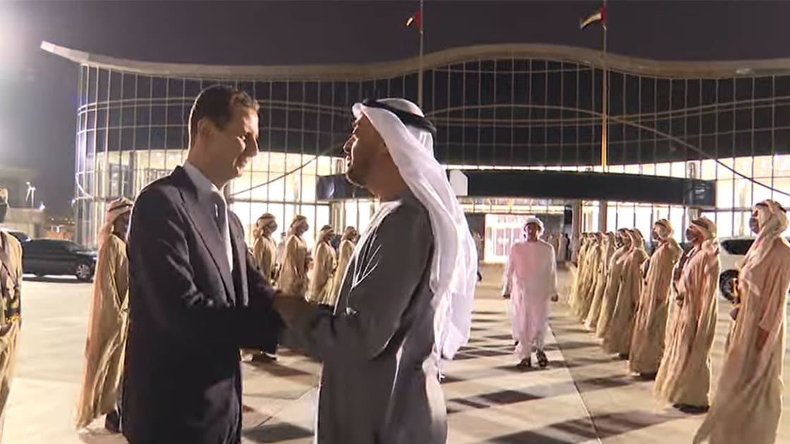استقبال الرئيس السوري في أبو ظبي