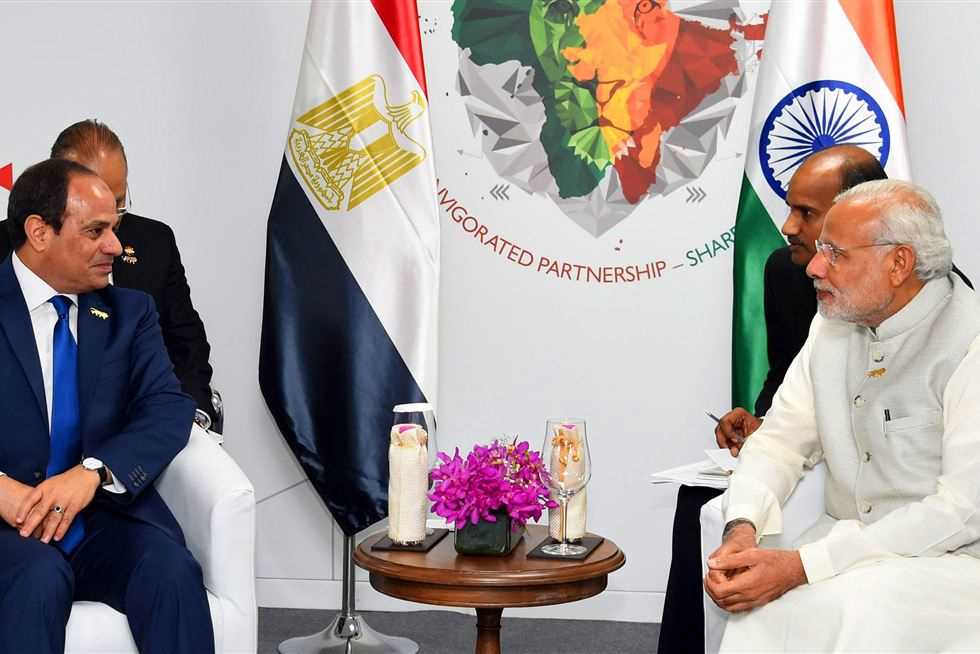 جلسة مباحثات مشتركة بين السيسي ورئيس ووزراء الهند