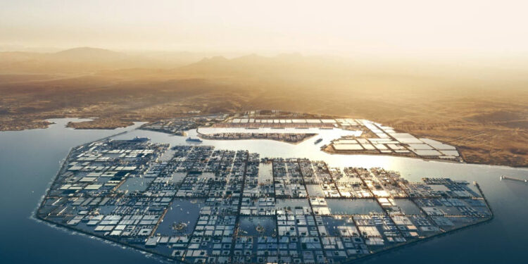 مخطط المنطقة التجارية في مدينة نيوم السعودية داخل مياه البحر الأحمر