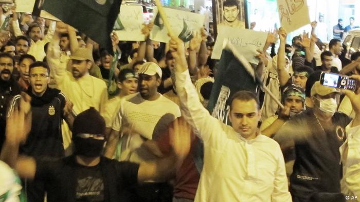 مظاهرة سعودية شيعية بسبب إعدام نمر النمر