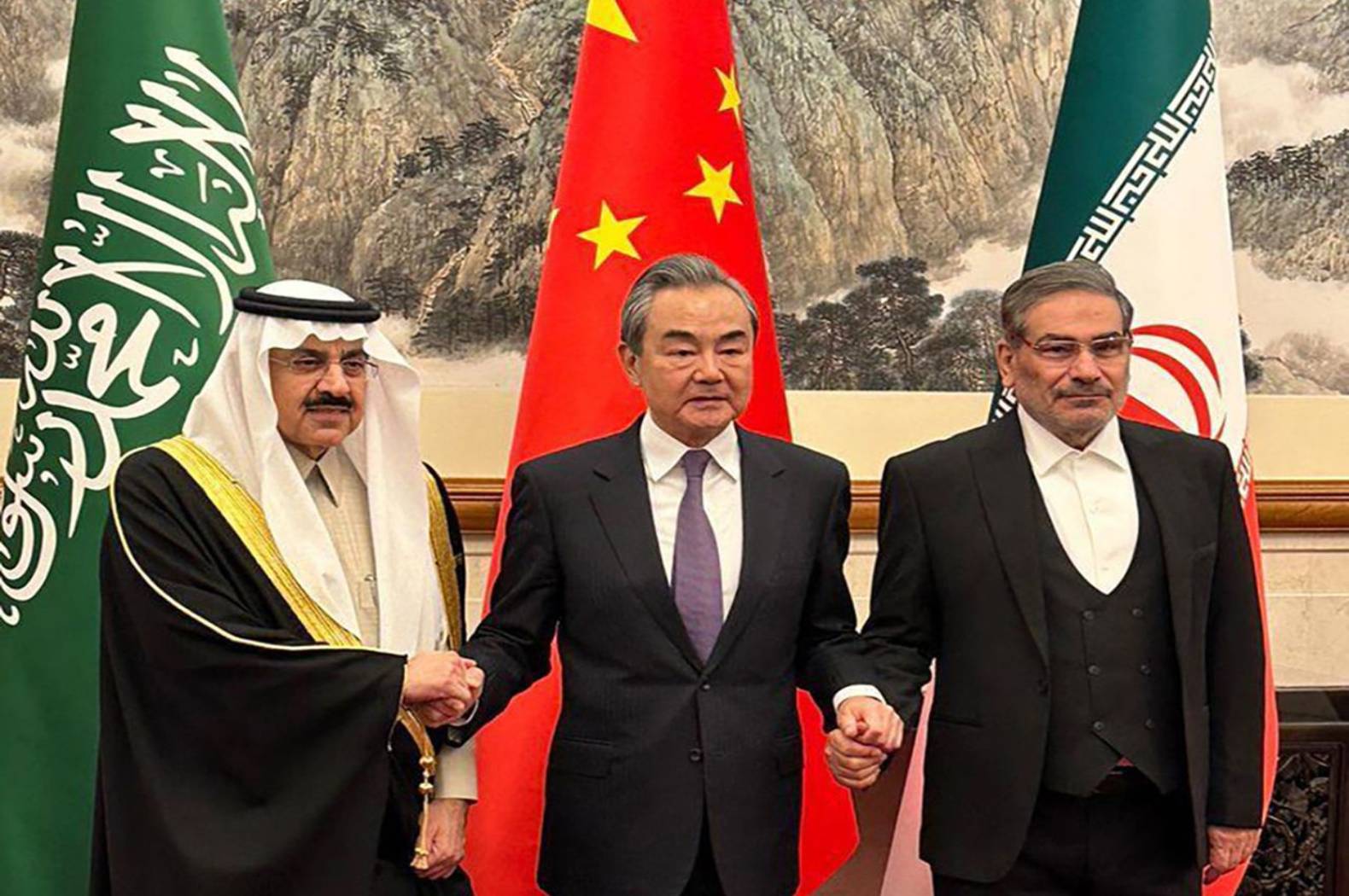 جانب من الإعلان عن الاتفاق بين المملكة العربية السعودية وإيران، بوساطة صينية، لاستئناف العلاقات الدبلوماسية (وكالات)