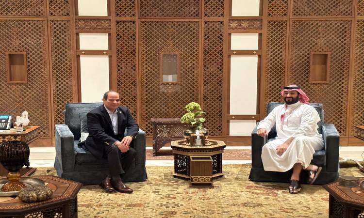 لقاء الرئيس عبد الفتاح السيسي وولي العهد السعودي محمد بن سلمان (وكالات)