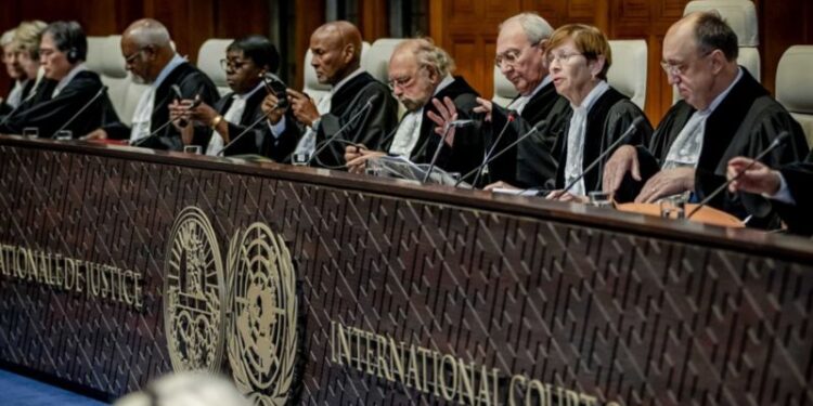 محكمة العدل الدولية خلال انعقادها لنظر طلب جنوب إفريقيا