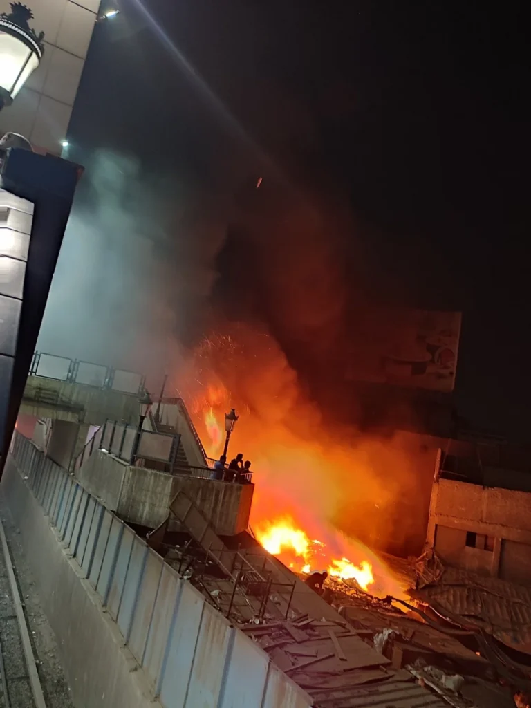 نشوب حريق هائل بعدد من المحال بشبرا الخيمة